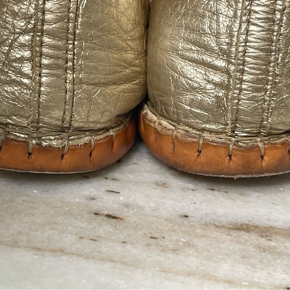 BEEK loafers gold women’s slip on sz 8 hand made - Picture 4 of 13